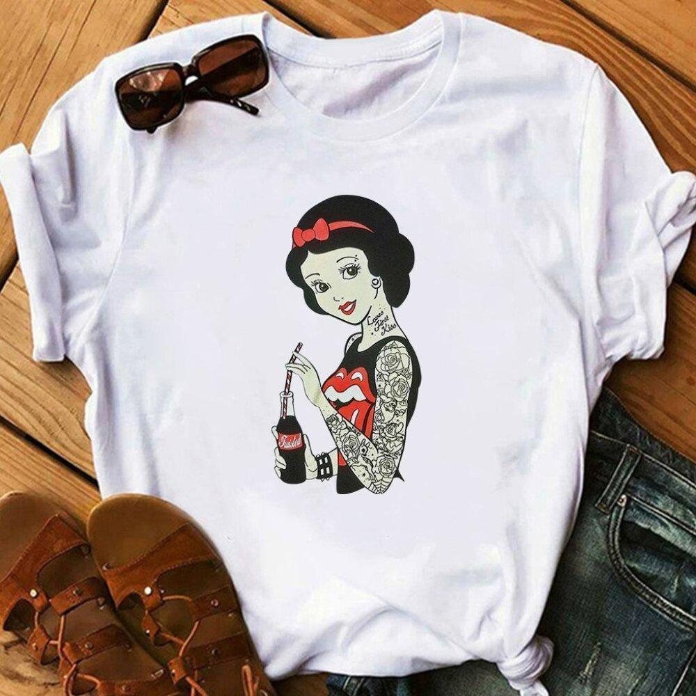 Disney Princesses Woman Tattoos Snow White Trend Spoof Graphics T-Shirt